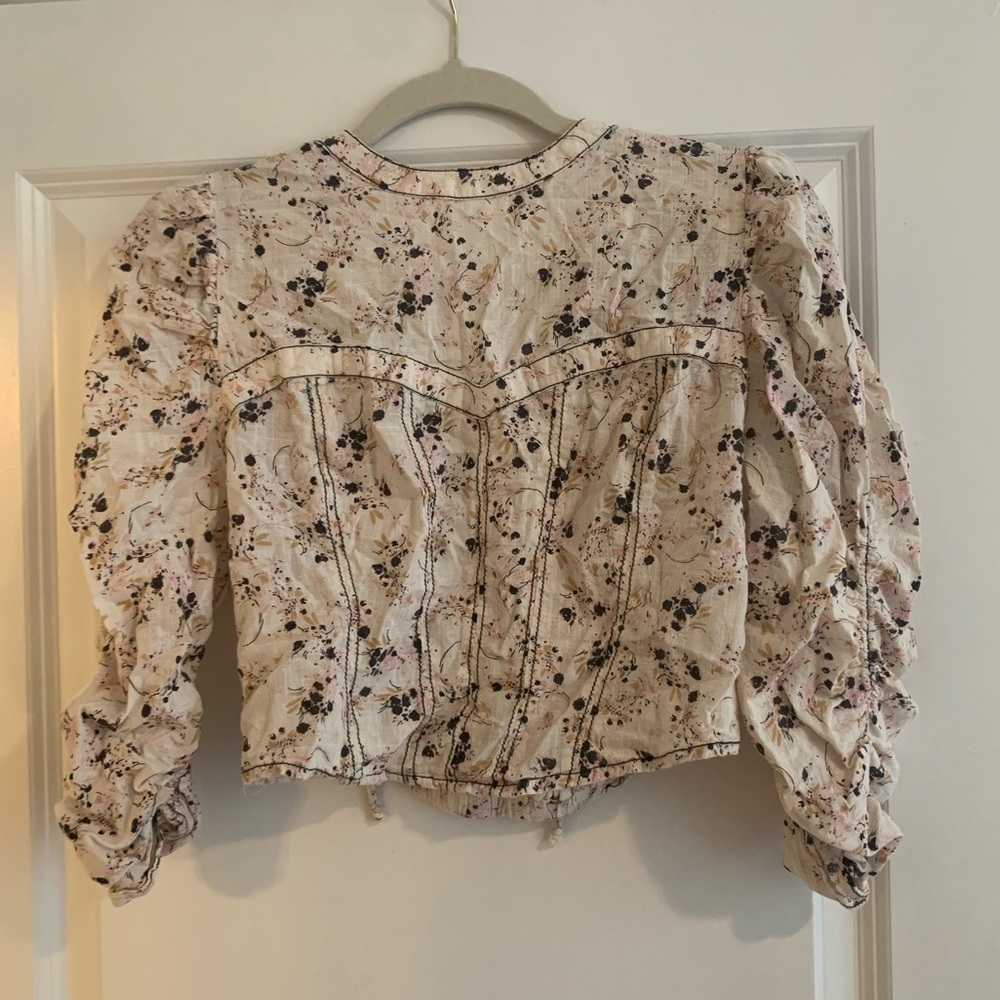 Free People Floral Corset Crop Top with Open Back